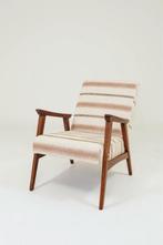 Vintage armchair natural Lin beige upholstery fabric 1970, Ophalen of Verzenden