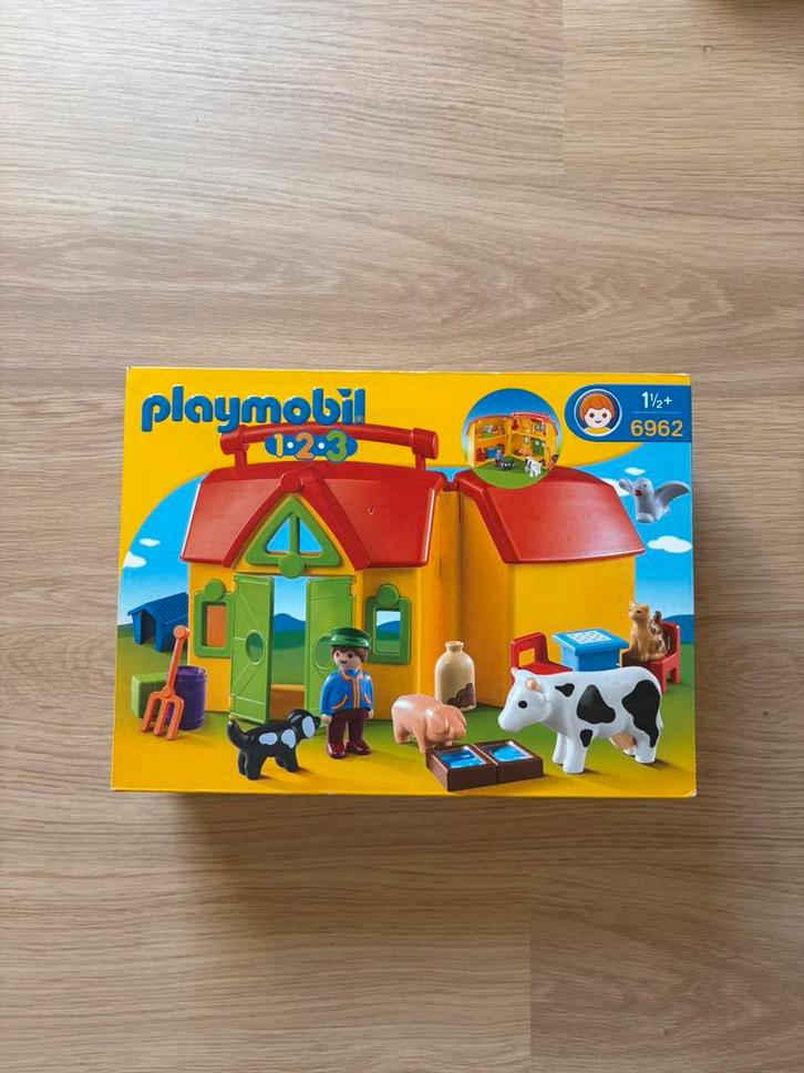 Playmobil 1.2.3 - Meeneemboerderij met dieren, Kinderen en Baby's, Speelgoed | Bouwstenen, Zo goed als nieuw, Ophalen
