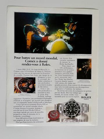 Publicité Rolex Sea-Dweller Comex 1990
