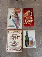 4 blikken bier reclame platen, Verzamelen, Ophalen of Verzenden