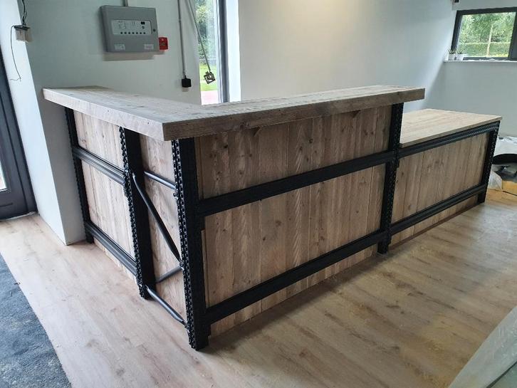 Industriele toog, toonbank van steigerhout en staal maatwerk, Huis en Inrichting, Kasten | Overige, Nieuw, Ophalen