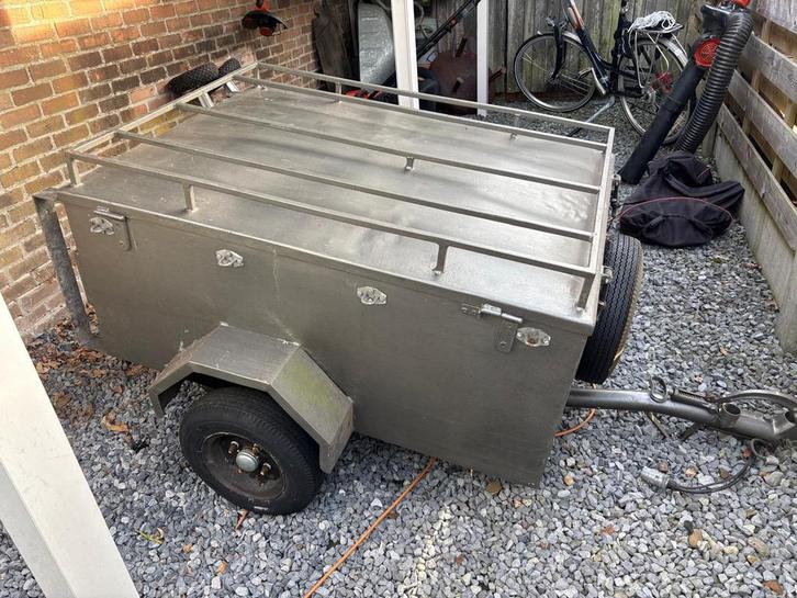 Compacte remork met reservewiel en deksel met pomp, Auto diversen, Aanhangers en Bagagewagens, Gebruikt, Ophalen