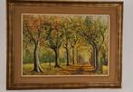 Schilderij dreef met bomen. 110x85 cm., Antiek en Kunst, Ophalen