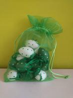 Paasdecoratie - groen voile zakje 18 paaseitjes groen-wit, Diversen, Pasen, Ophalen of Verzenden, Gebruikt