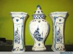 3 delig Delft Schouwgarnituur H. = 32 cm en 2X 25 cm, Antiek en Kunst, Ophalen