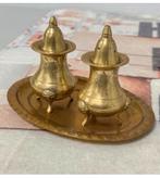 Antiek koper messing peper en zout set stel + dienblad 1950, Antiek en Kunst, Ophalen of Verzenden