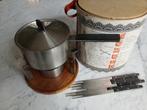 Mooi oud Fonduestel, Ophalen, Gebruikt, Waxinelicht, Fondueset
