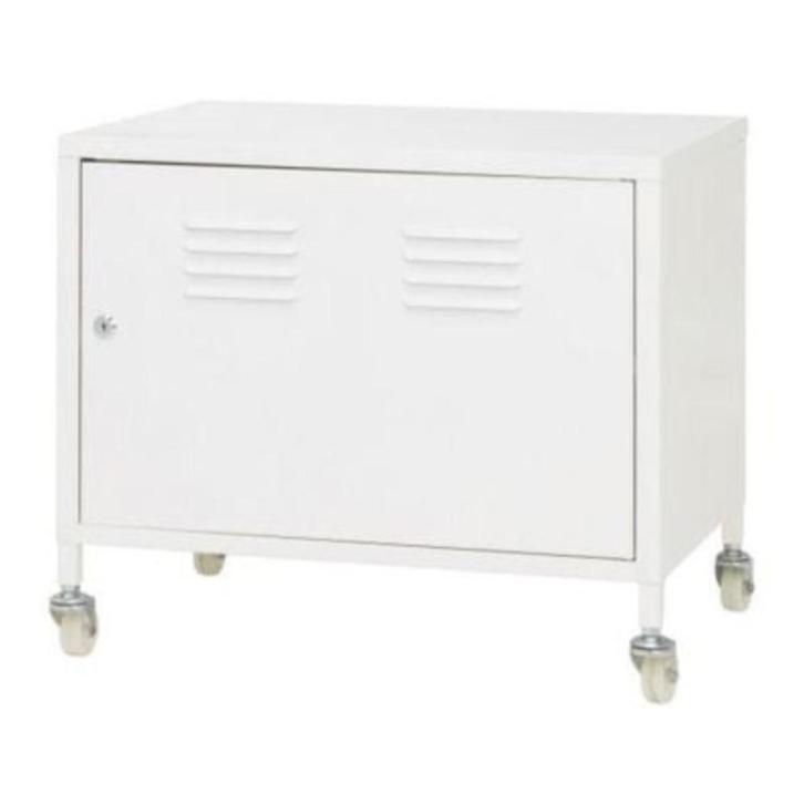 Wit metalen kastje  met sleutel op wielen student kantoor, Huis en Inrichting, Kasten | Boekenkasten, Zo goed als nieuw, 50 tot 100 cm