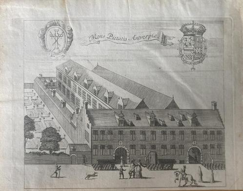 Originele Gravure Berg van Barmhartigheid Antwerpen (17e E), Antiek en Kunst, Kunst | Etsen en Gravures, Ophalen of Verzenden
