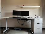 Ikea verstelbare bureau met ladeblok, Comme neuf, Enlèvement ou Envoi, Bureau