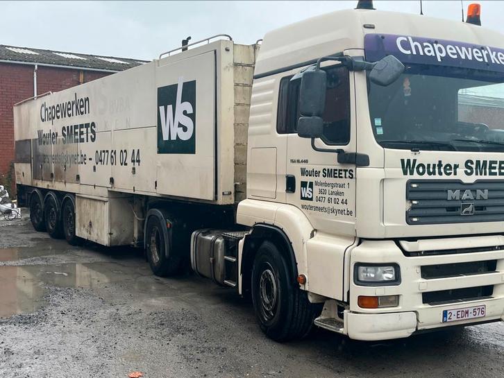 Chape oplegger + trekker, Auto's, Vrachtwagens, Particulier, MAN, Euro 4, Ophalen of Verzenden