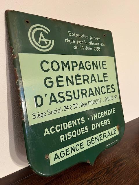 Compagnie Générale d'assurances, plaque emaillée, Antiquités & Art, Antiquités | Email, Enlèvement