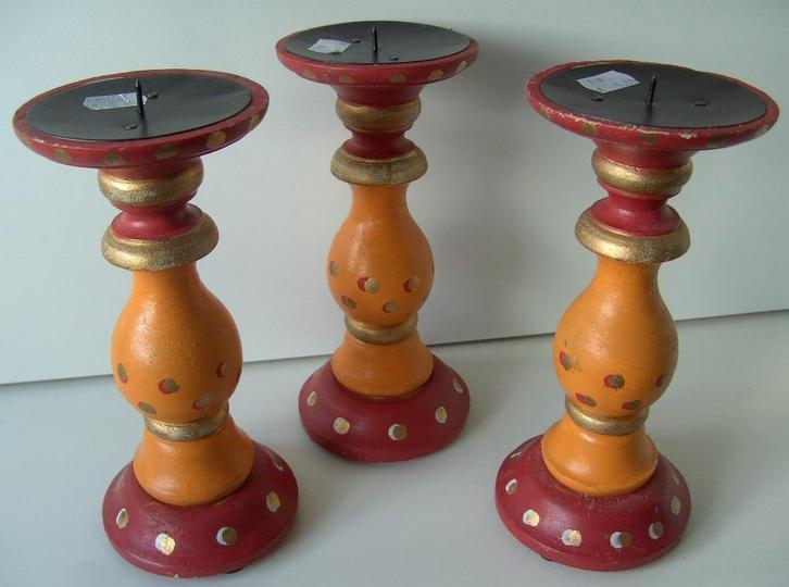 HOUTEN KANDELAAR STOMPKAARSEN 21,5 cm 3 STUKS NIEUW, Huis en Inrichting, Woonaccessoires | Kandelaars en Kaarsen, Nieuw, Kandelaar