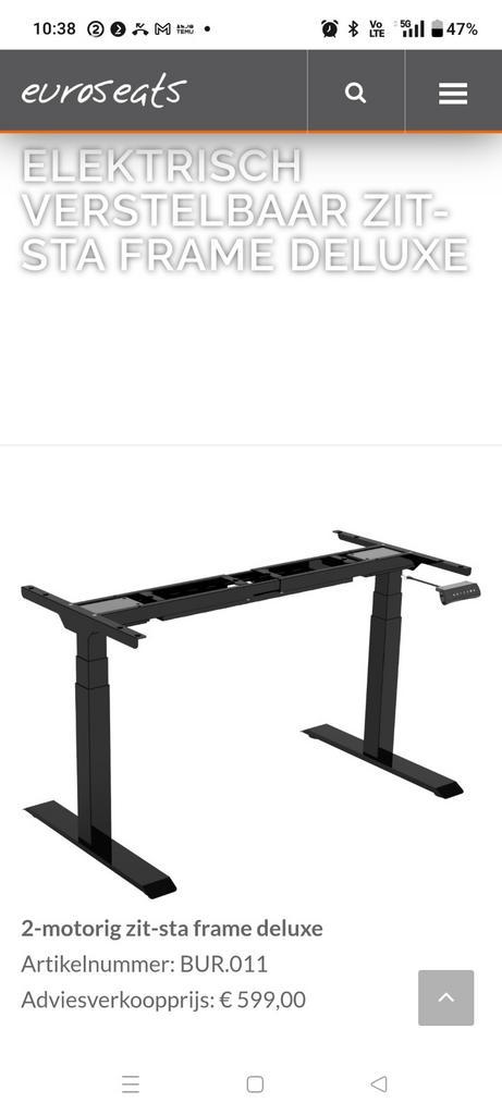 Euroseats bureau elektrisch verstelbaar 75.BUR.011 zwart, Huis en Inrichting, Bureaus, Nieuw, Bureau, Elektrisch, Ophalen