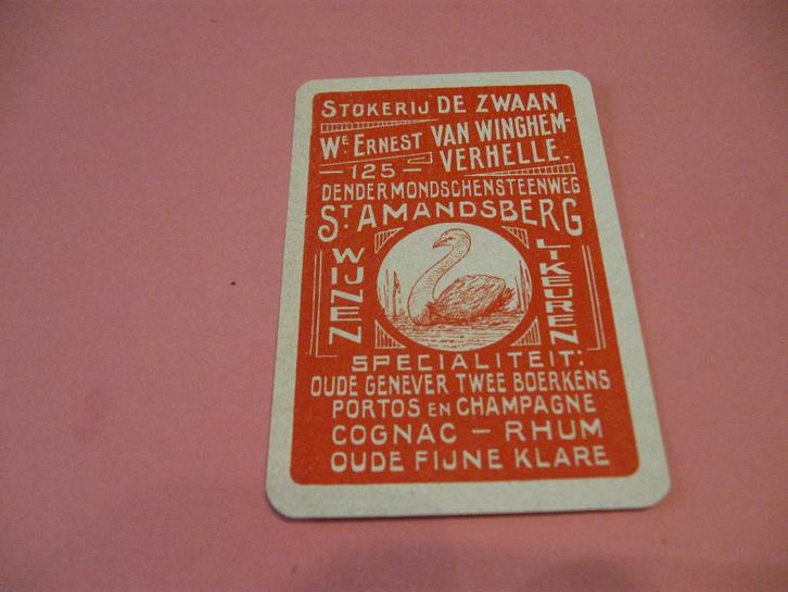 Oude speelkaart Stokerij De Zwaan , St. Amandsberg (135), Verzamelen, Speelkaarten, Jokers en Kwartetten, Zo goed als nieuw, Speelkaart(en)