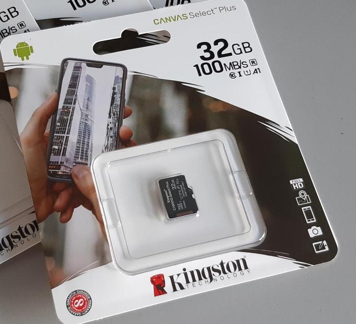 Kingston 32GB Canvas Select Plus microSDHC Card, Audio, Tv en Foto, Foto | Geheugenkaarten, Nieuw, MicroSDHC, 32 GB, Fotocamera