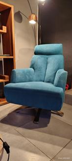 fauteuil bleu canard en velours lisse, Maison & Meubles, 75 à 100 cm, Enlèvement, Utilisé, 50 à 75 cm