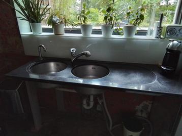 plan de travail en granit marlin avec 2 éviers en acier inox, Enlèvement, Utilisé