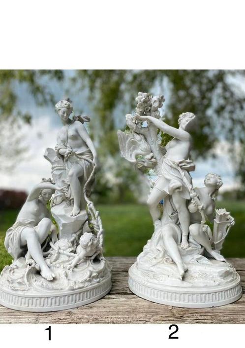 2 antieke porseleinen beelden h40 cm klassieke mythologisch, Antiek en Kunst, Antiek | Porselein, Ophalen of Verzenden