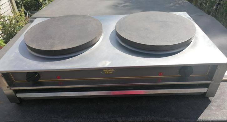 Pannenkoekenplaat Dubbel INOX - Merk ROLLER Grill - Electris, Elektronische apparatuur, Wafelijzers, Zo goed als nieuw, Ophalen of Verzenden