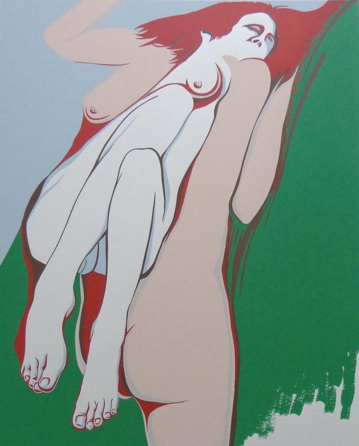 CYR FRIMOUT / NAAKTE FIGURATIE / KLEURZEEFDRUK / 65x51cm, Antiek en Kunst, Kunst | Litho's en Zeefdrukken, Ophalen of Verzenden