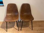 Lot de 4 chaises design en cuir brun, Maison & Meubles, Chaises