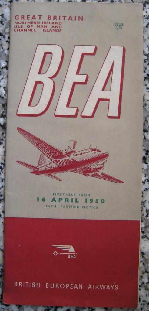 BEA British European Airways Dienstregeling/schema 16/4/1950, Verzamelen, Luchtvaart en Vliegtuigspotten, Gebruikt, Overige typen