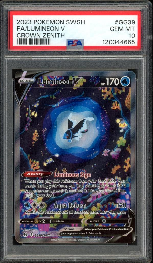 Lumineon V PSA 10 - GG39/GG70 - Crown Zenith 2023, Hobby en Vrije tijd, Verzamelkaartspellen | Pokémon, Zo goed als nieuw, Losse kaart