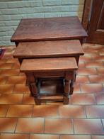3 eiken bijzet tafeltjes, Huis en Inrichting, Tafels | Bijzettafels, Ophalen, Gebruikt