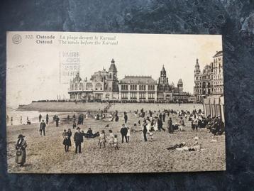carte postale Ostende - plage pour kursaal