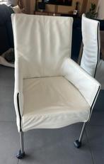 8x Dik wit lederen stoelen op wieltjes (np. 500€/stuk), Huis en Inrichting, Ophalen, Wit, Metaal, Vijf, Zes of meer stoelen