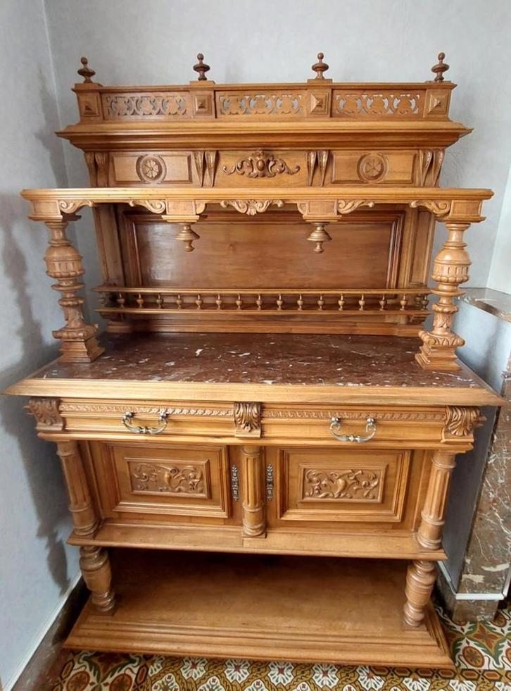 Beau meuble ancien (fin 19 ième) double corps / desserte, Antiek en Kunst, Antiek | Meubels | Kasten, Ophalen