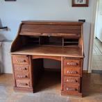 Vintage zwaar houten bureau met roldeksel., Huis en Inrichting, Ophalen, Bureau