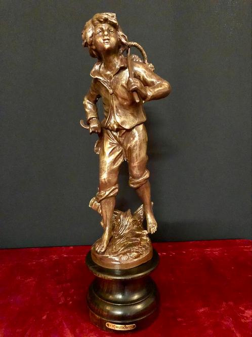 Mooie bronzen beeld ( August Moreau ), Antiquités & Art, Antiquités | Bronze & Cuivre, Bronze, Enlèvement ou Envoi