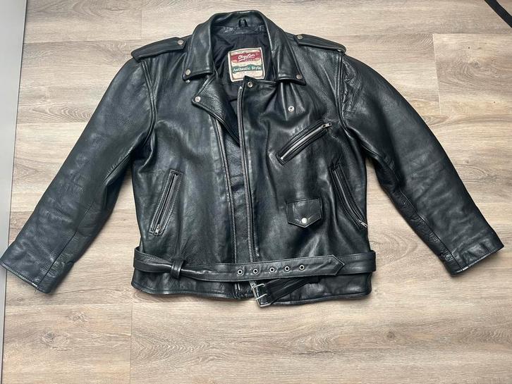 Leren (motor)jas, Kleding | Heren, Jassen | Zomer, Gedragen, Maat 48/50 (M), Zwart, Ophalen