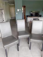 6 grijze stoelen in kunstleer, Huis en Inrichting, Stoelen, Grijs, Gebruikt, Ophalen