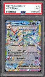 Vaporeon ex PSA 9 - 23/131 - Prismatic Evolutions 2025, Ophalen of Verzenden, Zo goed als nieuw, Losse kaart