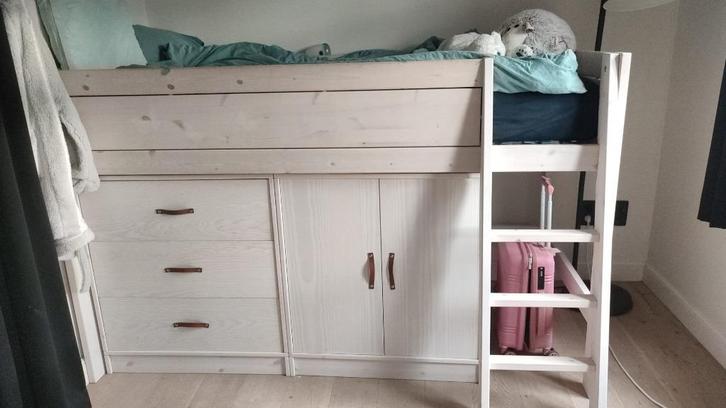 LIFETIME-meubels, Huis en Inrichting, Slaapkamer | Bedden, Gebruikt, Eenpersoons, 90 cm, 200 cm, Hout, Wit, Ophalen