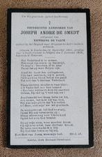 Gesneuvelde wo1 Joseph De Smedt, Verzamelen, Bidprentjes en Rouwkaarten, Ophalen of Verzenden, Bidprentje