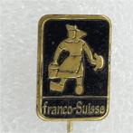 SP1433 Speldje Franco-Suisse boerin rechthoek [bruin, Utilisé, Enlèvement ou Envoi