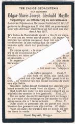 Vrijwilliger. Muylle Edgar.° Brugge 1896 † Veld van eer 1917, Enlèvement ou Envoi, Image pieuse