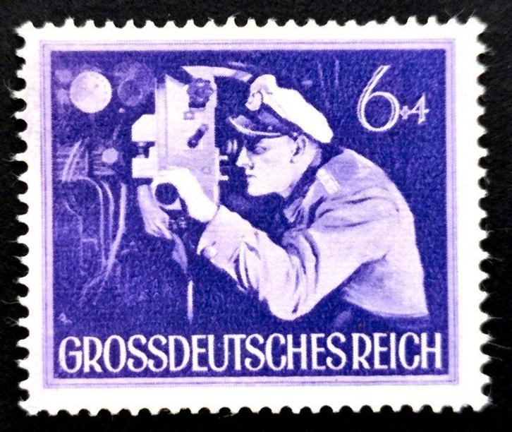 Gross Dt.Reich: U-Boot-Offizier 1944, Timbres & Monnaies, Timbres | Europe | Allemagne, Autres périodes, Enlèvement ou Envoi