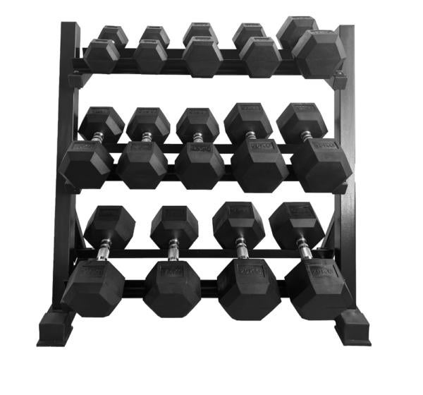 Hexagon dumbbellset 5 t/m 20kg + rack, Sport en Fitness, Fitnessmaterialen, Ophalen of Verzenden, Nieuw, Benen, Halterset