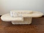 Design salontafel in travertin (natuursteen), Ophalen, 100 tot 150 cm, 50 tot 100 cm, Zo goed als nieuw