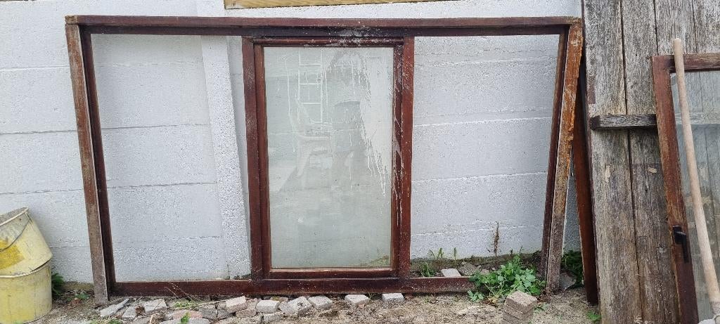 Raam in 3 panelen, Doe-het-zelf en Bouw, Ophalen, Gevelraam of Ruit, Gebruikt, 120 tot 160 cm