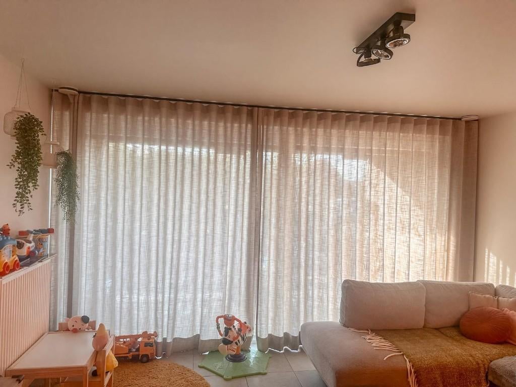 Overgordijnen met wave plooi + rail – brede versie, Ophalen, Zo goed als nieuw, Beige