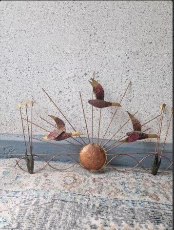 vintage metaal wanddeko rietganzen mid-century, Collections, Enlèvement, Maison et Meubles