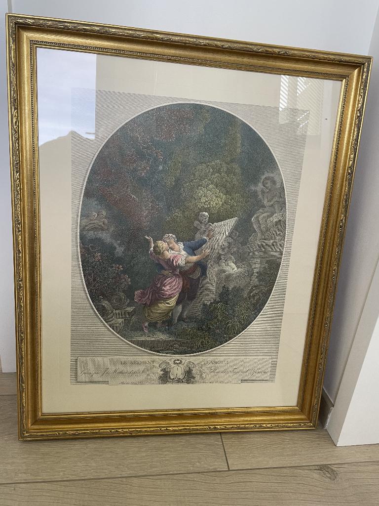 ingekaderde kleurengravure, Enlèvement