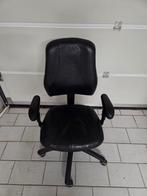 Chaise de bureau en cuir noir réglable en hauteur, Enlèvement, Utilisé, Chaise de bureau, Ergonomique