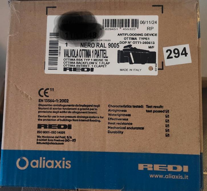 Nieuwe 125 OTTIMA TERUGSLAGKLEP, Doe-het-zelf en Bouw, Buizen en Afvoer, Nieuw, Afvoer, Overige materialen, Ophalen of Verzenden